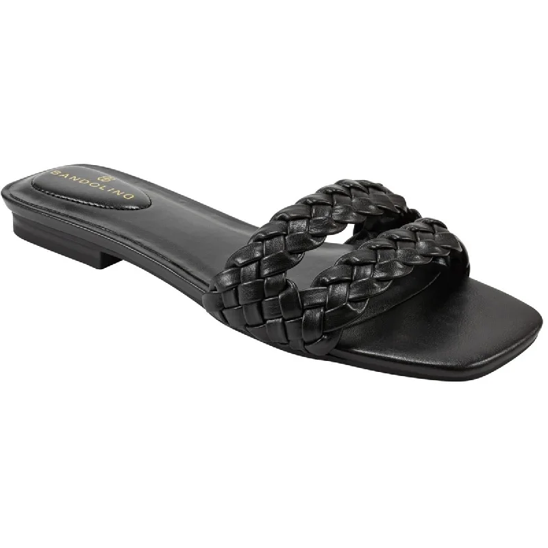 Bandolino Womens Sessily 3 Faux Leather Slip On Slide Sandals Patchwork Shoe Aesthetic  