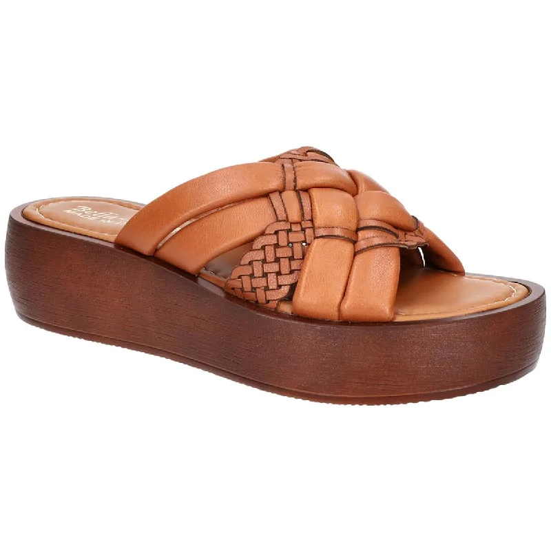 Bella Vita Womens Ned Italy Leather Woven Flatform Sandals Upcycled Shoe Look  