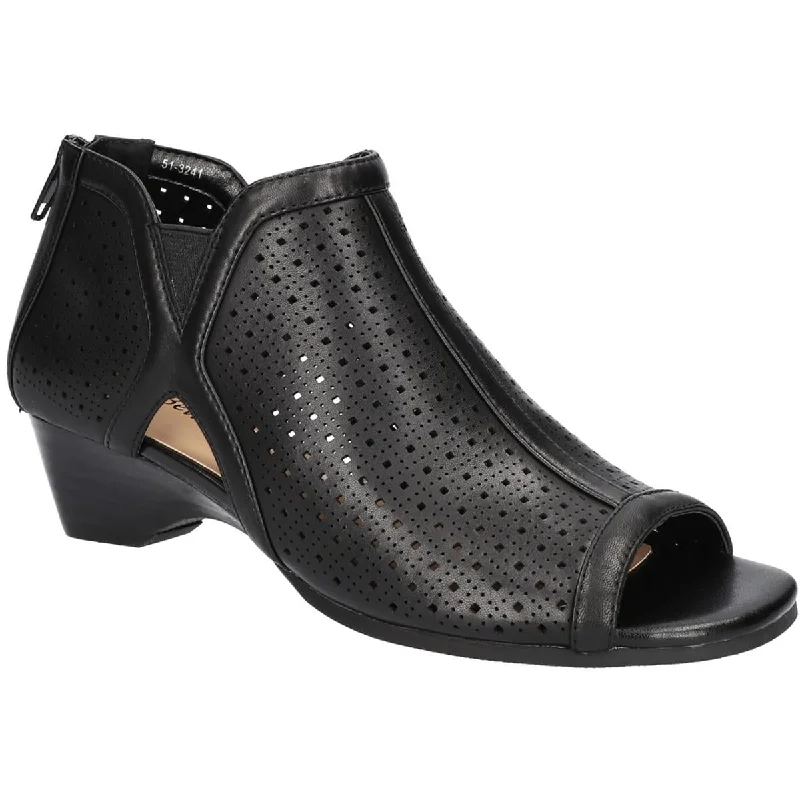 Bella Vita Womens Remy Leather Cut Out Block Heel Two - Tone Shoe Design  