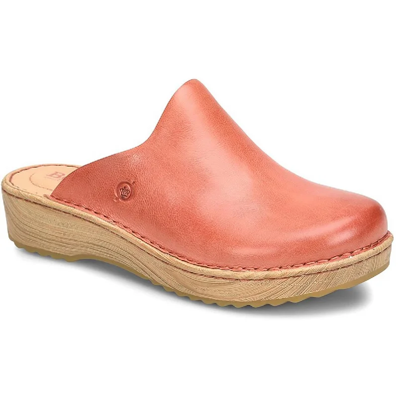 Born Womens Andy Leather Slip On Clogs Ankle - High Military Boot Style  
