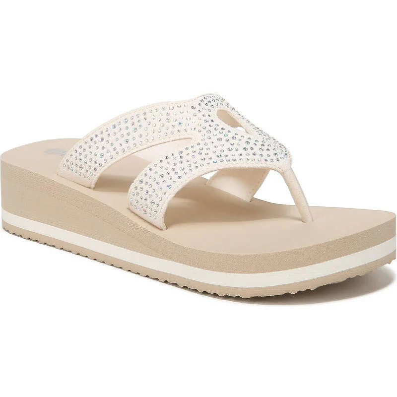 Bzees Womens Rio Slip On Flip-Flop Wedge Sandals Inflatable Shoe Look 