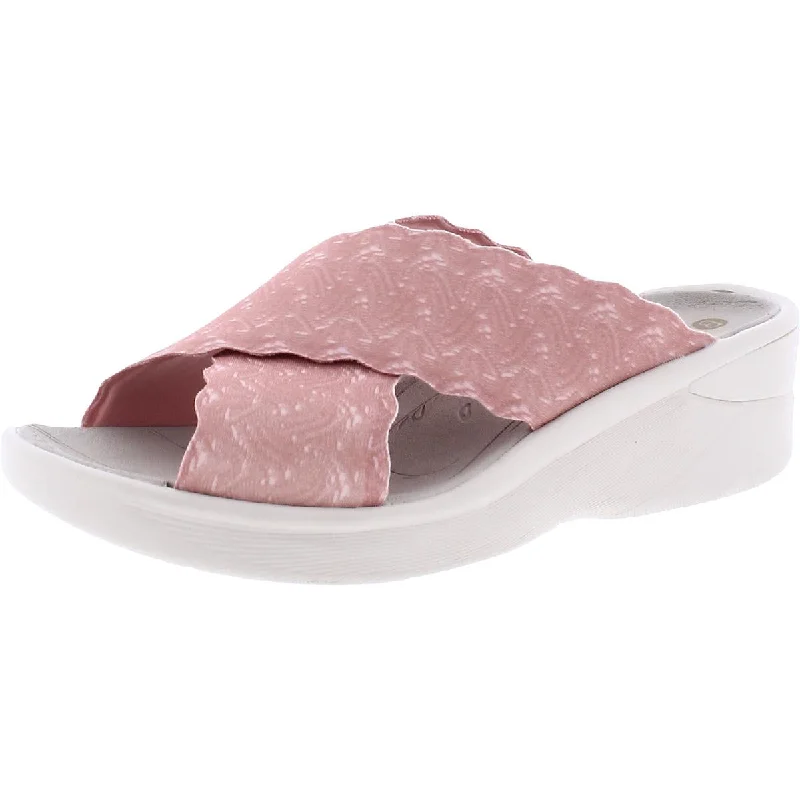 Bzees Womens Sahara Arch Support Slide Sandals Two - Tone Shoe Design  