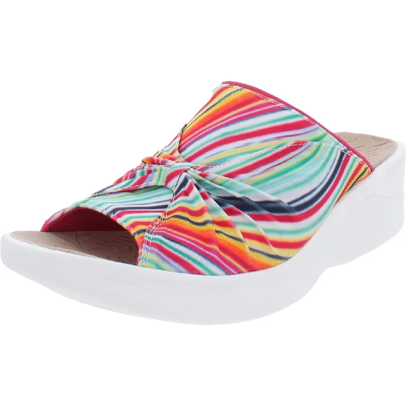 Bzees Womens Sunburst Padded Insole Slip On Wedge Sandals Quick - Dry Hiking Shoe Style   