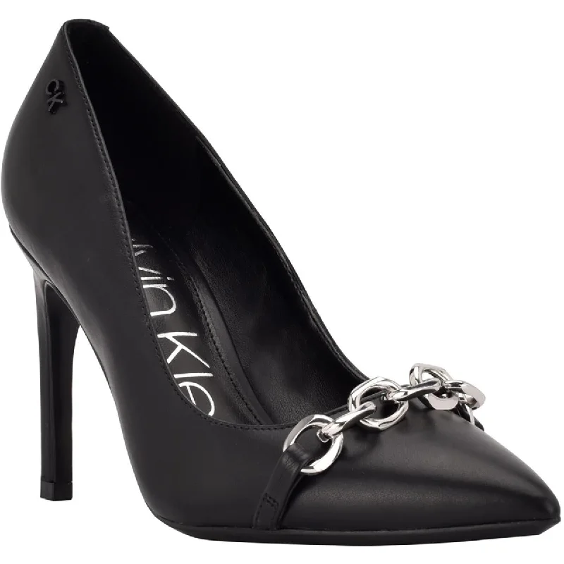 Calvin Klein Womens Heari Faux Leather Chain Pumps Beaded Moccasin Design 