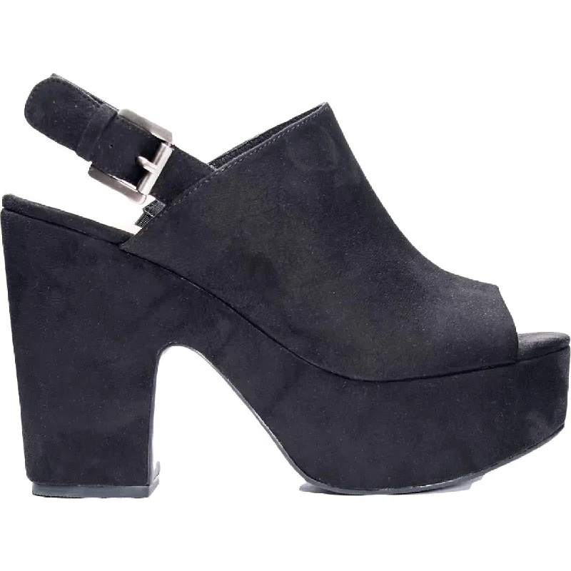 Chinese Laundry Womens Bella Suede Peep Toe Slingback Heels Ankle - High Military Boot Style  