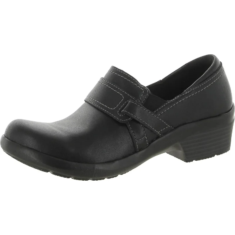 Clarks Womens Angie Poppy Leather Slip-On Clogs Lightweight Tennis Sneaker Look  