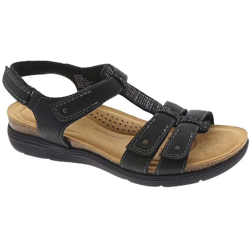 Clarks Womens April Cove Faux Leather Cushioned Footbed Slingback Sandals Athleisure Derby Style  