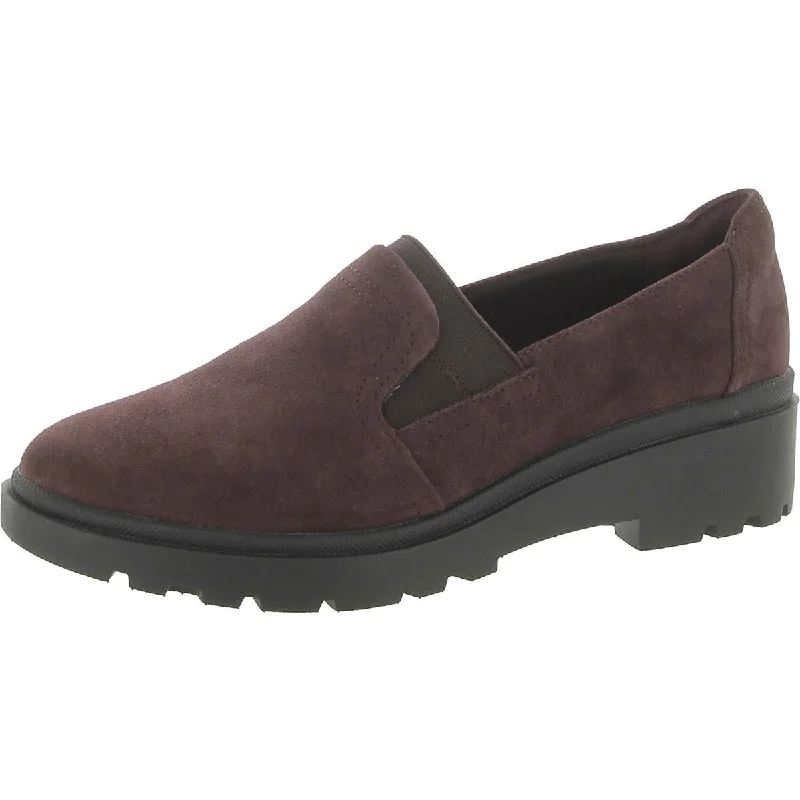 Clarks Womens Calla Rae Suede Slip On Loafers Single - Buckle Monk Look  
