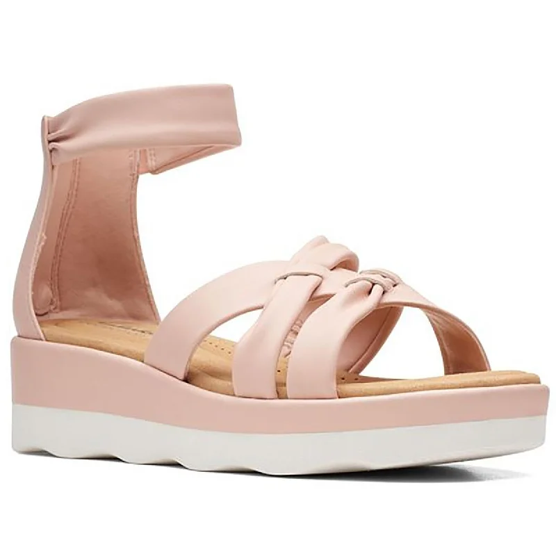 Clarks Womens Clara Rae Faux Leather Ankle Wedge Sandals Hip - Hop Sneaker Style  