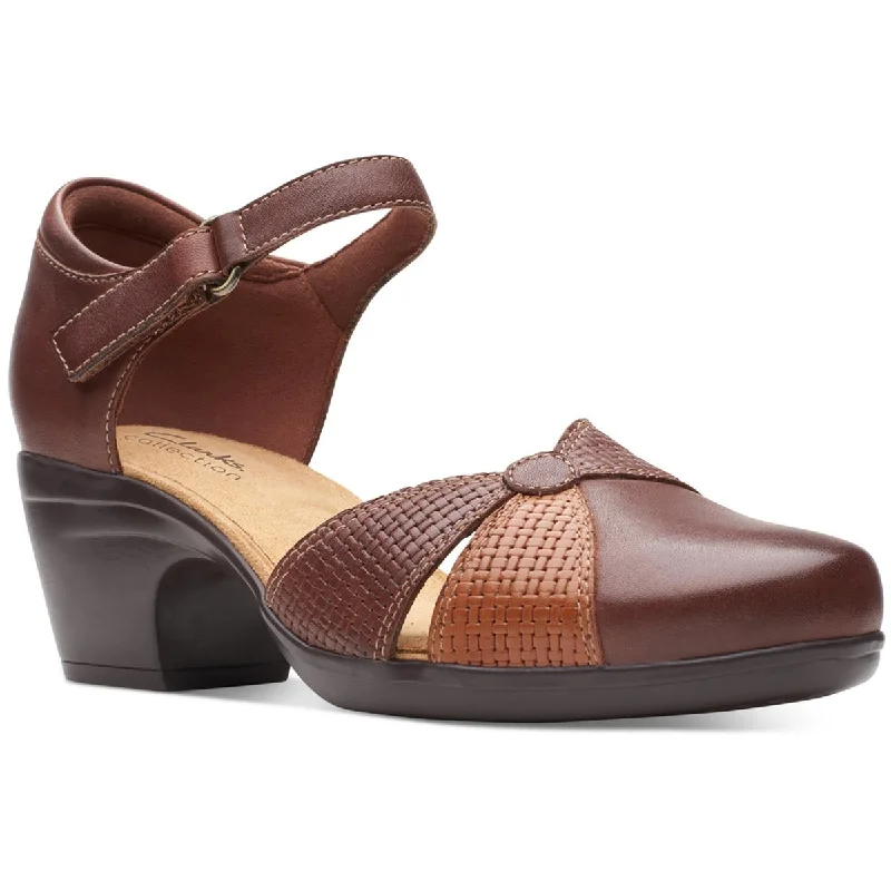 Clarks Womens Emily Rae Round Toe Leather Heels Combat - Inspired Military Boot Look  