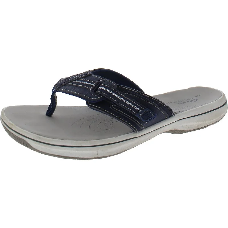 Clarks Womens Brinkley Jazz Faux Leather Thong Flip-Flops Mod Oxford Design  