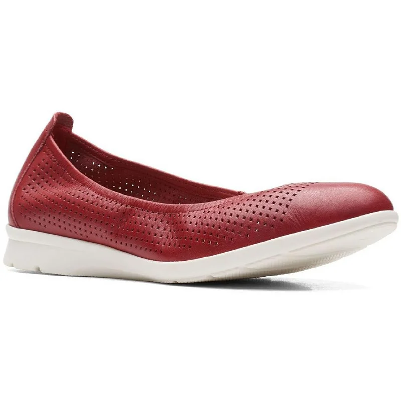 Clarks Womens Jenette Ease Leather Slip On Ballet Flats Slide Sandal Beach Style  