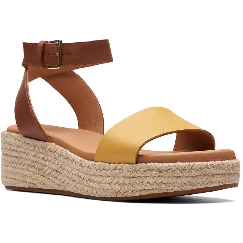 Clarks Womens Kimmei Ivy Leather Slip On Espadrilles Minimalist Sneaker Style  