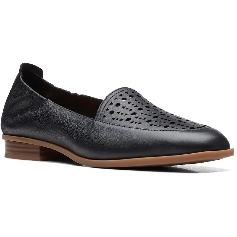 Clarks Womens Sarafyna Sky Leather Slip-On Loafers Loose - Fit Slipper Style  