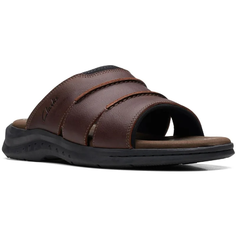 Clarks Mens Walkford Easy Leather Slide Mule Sandals Comfortable Derby Style  