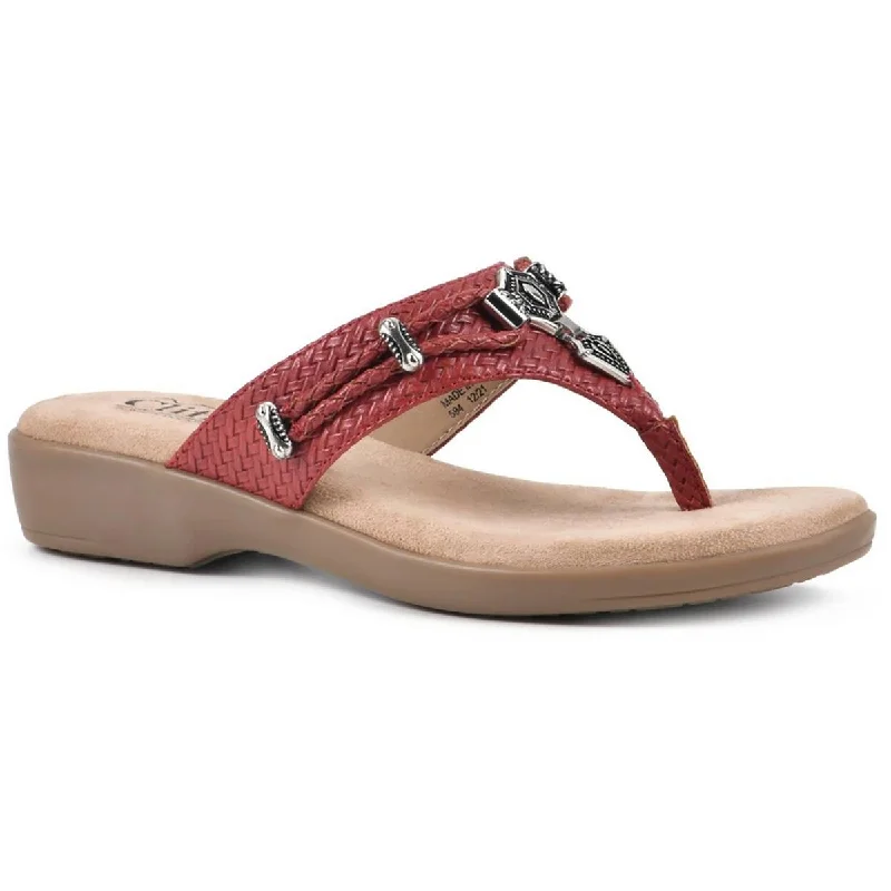 Cliffs by White Mountain Womens BAILEE Faux Leather Slip On Thong Sandals Distressed Leather Shoe Style  