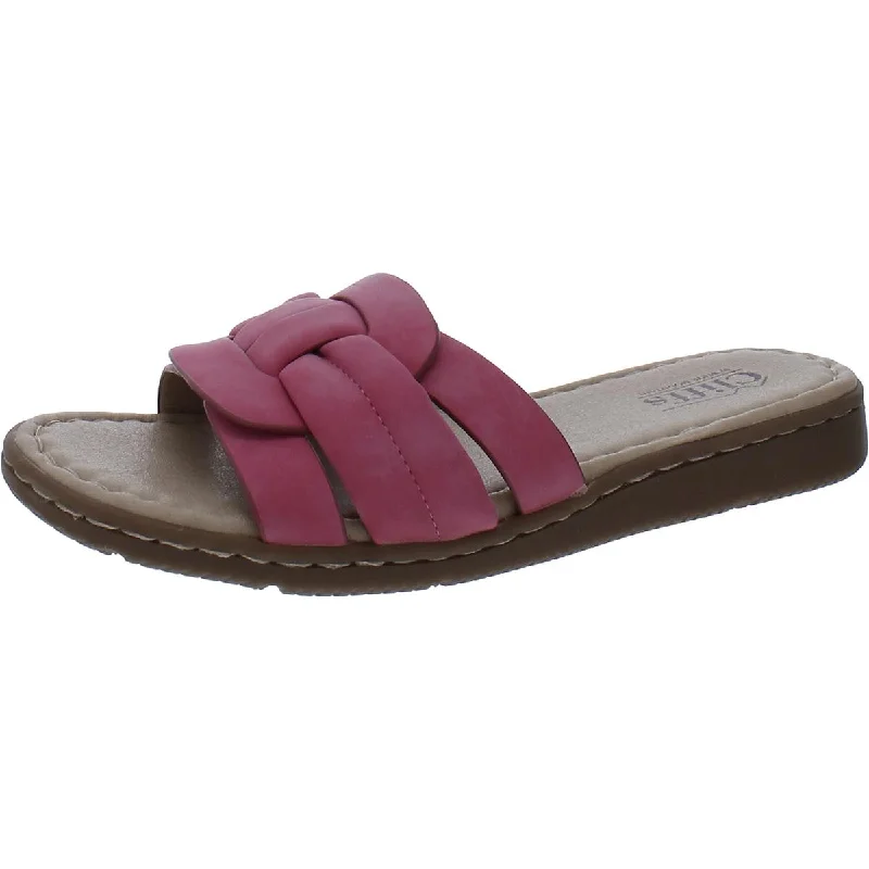 Cliffs by White Mountain Womens Squarely Faux Shearling Slide Sandals Brogue Oxford Aesthetic 