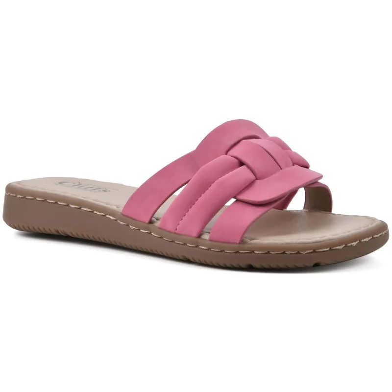 Cliffs by White Mountain Womens Squarely Faux Suede Dressy Slide Sandals Striped Shoe Style  