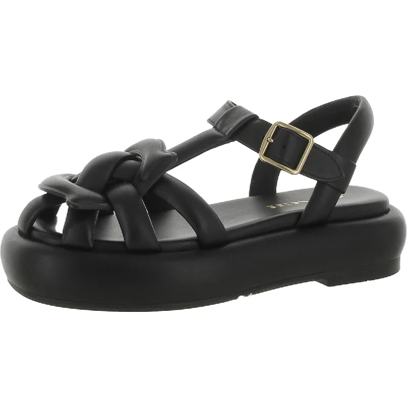 Coach Womens Penney Leather Strappy Flatform Sandals Casual Loafer Style          