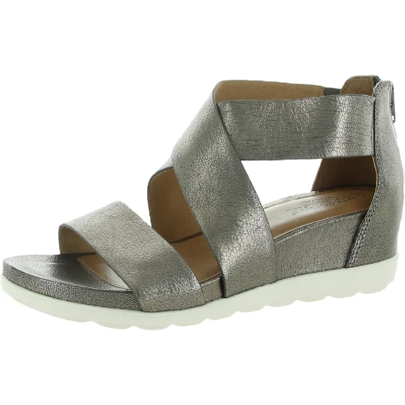 Comfortiva Womens Pacifica     Leather Strappy Wedge Sandals Buckle -