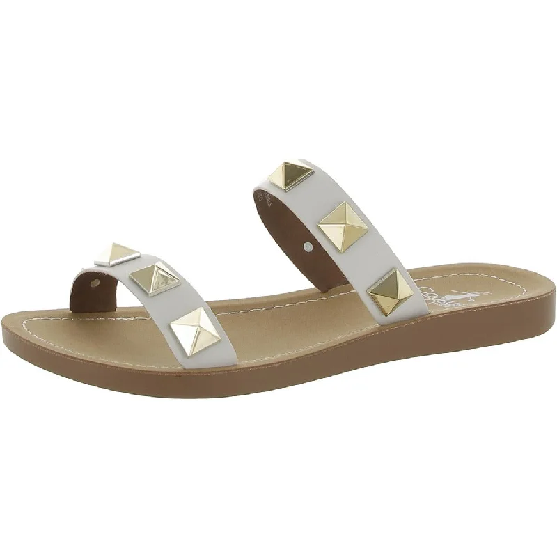 Corkys Womens Daiqiuri Faux Leather Slip On Slide Sandals Memory - Foam Slipper Look  