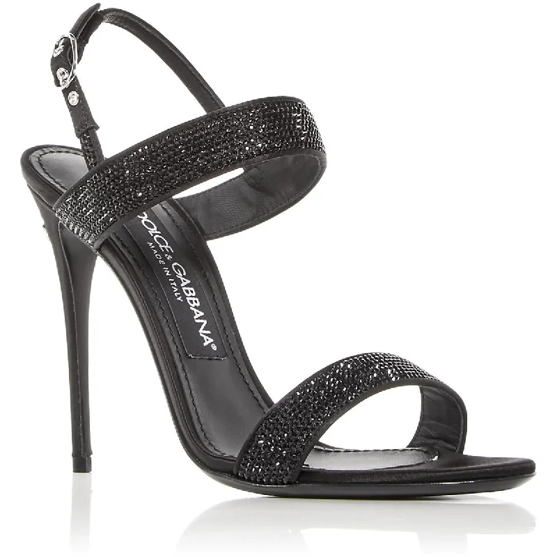 Dolce & Gabbana Womens Satin Dressy Heels Combat - Inspired Military Boot Look  