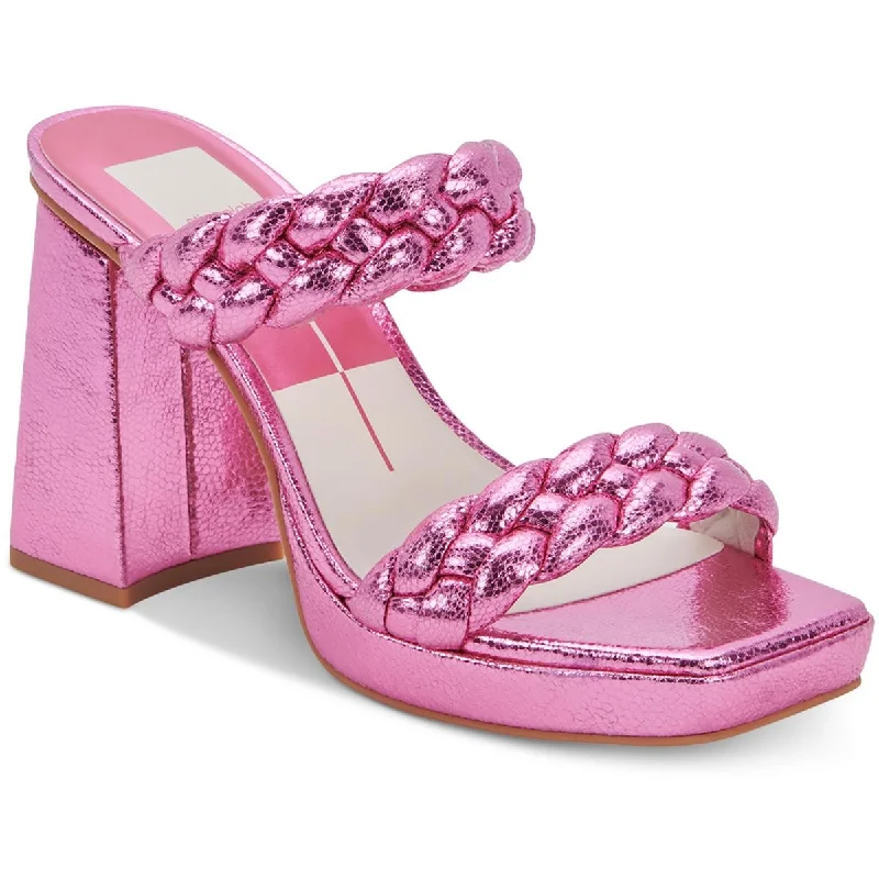 Dolce Vita Womens ASHBY Faux Leather Open Toe Platform Sandals Casual Loafer Style          