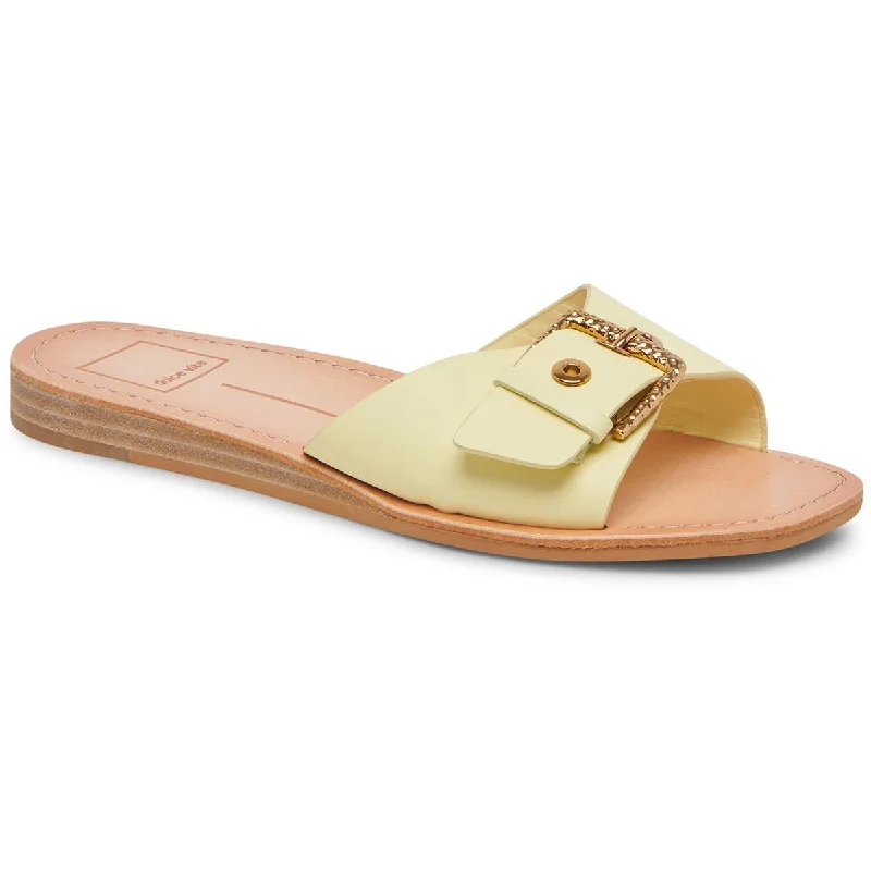 Dolce Vita Womens CABANA Leather Slip On Slide Sandals Beaded Moccasin Design 