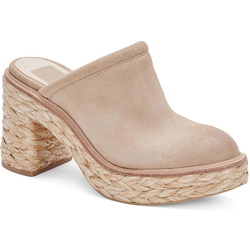 Dolce Vita Womens Camdin Raffia Block Heel Slip-On Clogs Brogue Oxford Aesthetic 