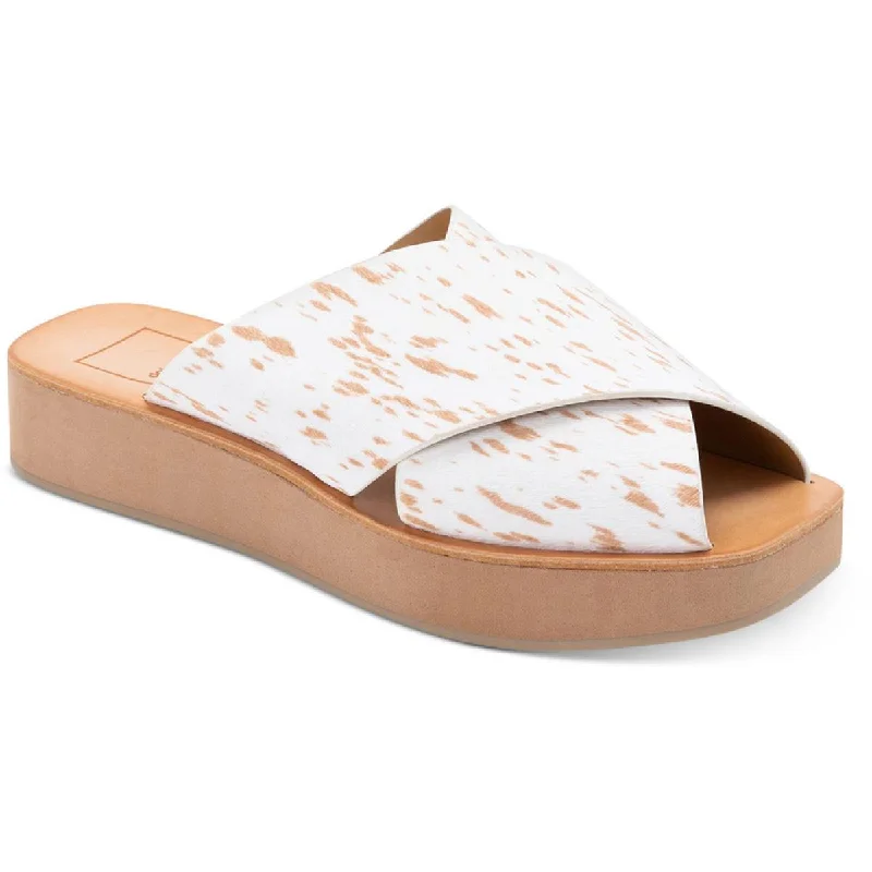 Dolce Vita Womens Capri Calf Hair Slide Flatform Sandals Comfortable Derby Style  