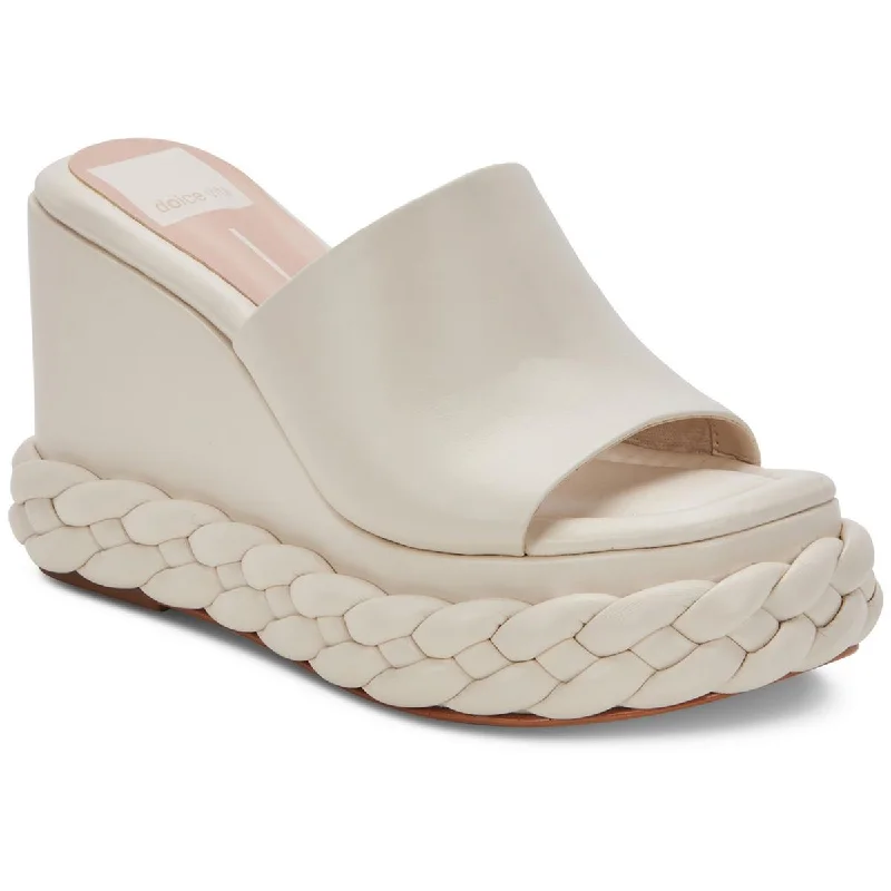 Dolce Vita Womens ELENE Leather Slip On Wedge Sandals Moccasin Soft - Sole Style  