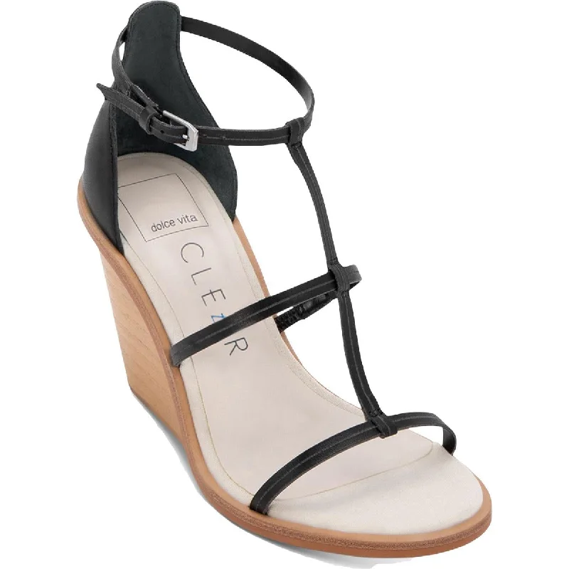 Dolce Vita Womens Jeana Leather Casual Wedge Sandals Upcycled Shoe Look  