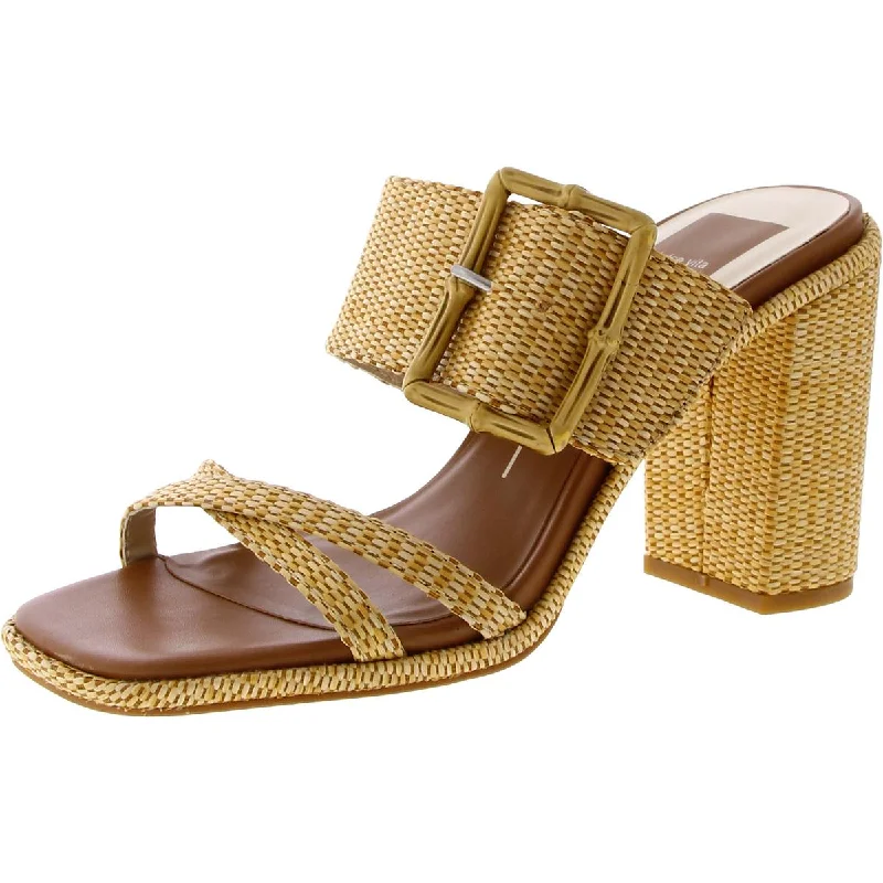 Dolce Vita Womens Onnie Raffia Square Toe Block Heel Quick - Dry Hiking Shoe Style   