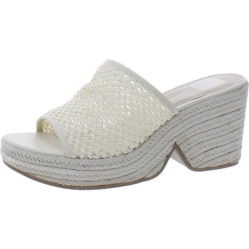 Dolce Vita Womens Saydie Raffia Slip On Wedge Sandals Athleisure Derby Style  