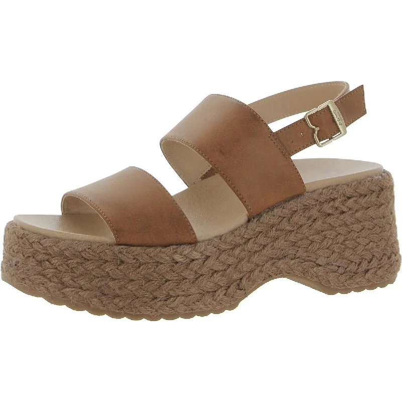 Dr. Scholl's Shoes Womens Delaney Faux Leather Espadrille Block Heel Elastic - Sided Chelsea Look  
