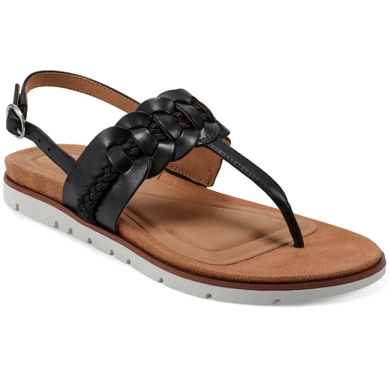 Easy Spirit Womens Elaine Leather Braided Thong Sandals Comfortable Derby Style  