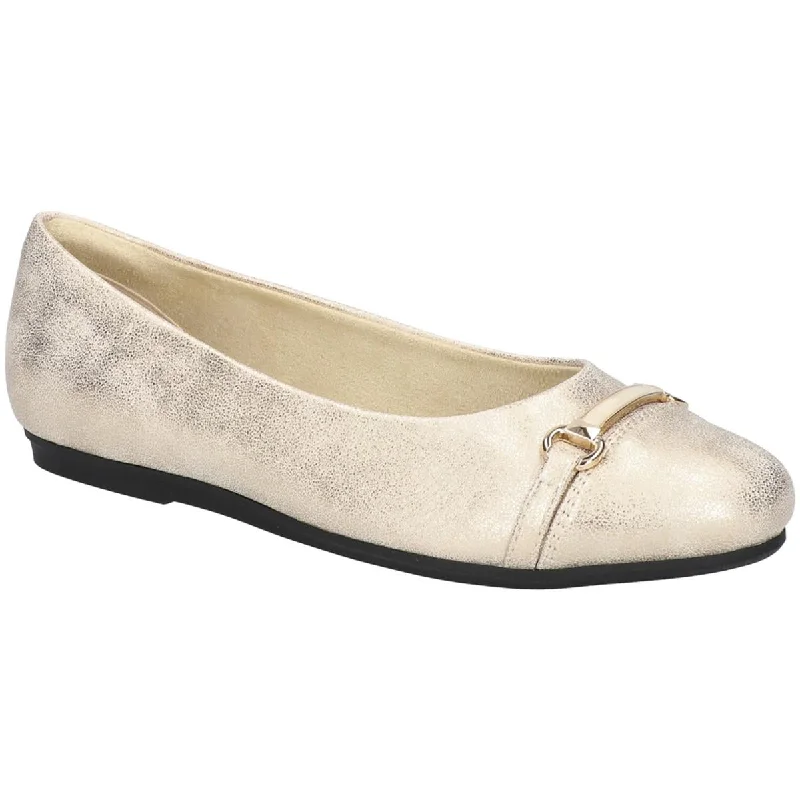 Easy Street Womens Asher Faux Leather Slip On Ballet Flats Two - Tone Shoe Design  