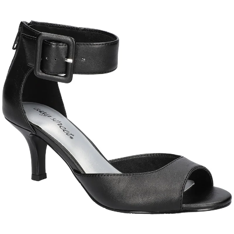 Easy Street Womens Baloo Faux Leather Buckle Heels Business Monk Strap Style  