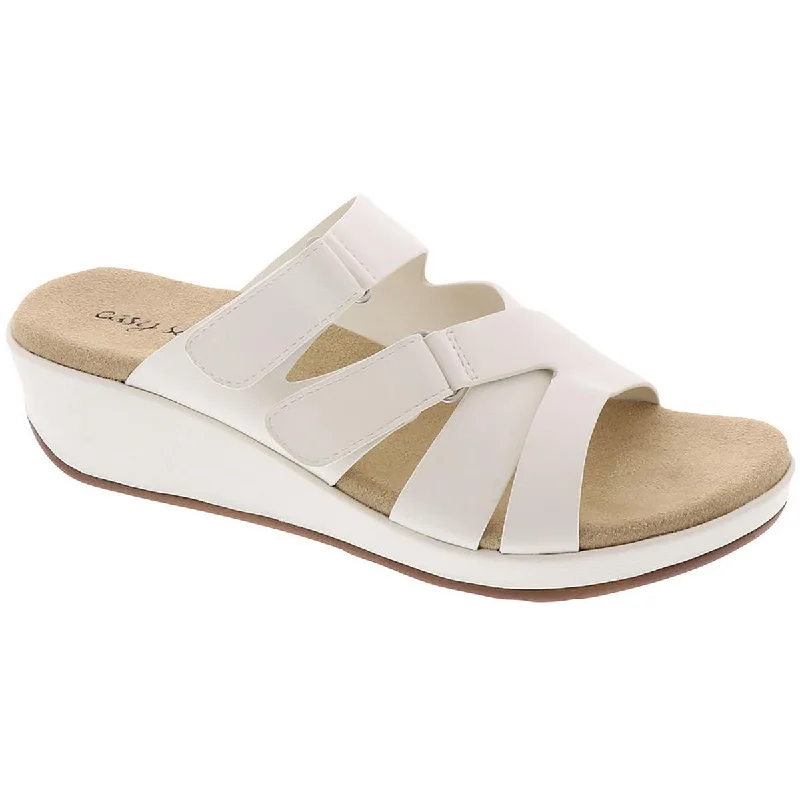 Easy Street Womens Koda Slip On Cushioned Wedge Sandals Memory - Foam Slipper Look  