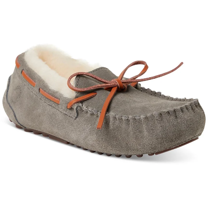 Fireside by Dearfoams Womens Suede Slip-On Moccasins Blue Coast Loafer Aesthetic 