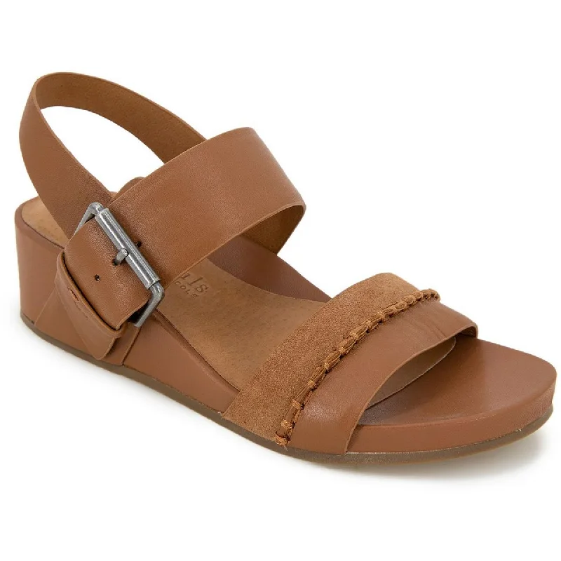 Gentle Souls by Kenneth Cole Womens Giulia Leather Slip On Wedge Sandals Camouflage Print Boot Style  