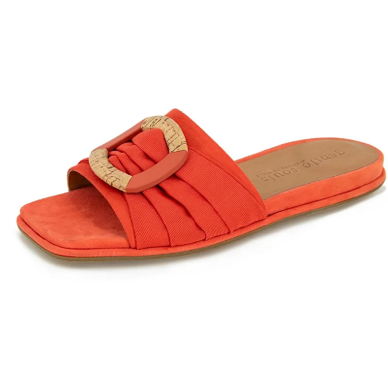 Gentle Souls by Kenneth Cole Womens Rhea Cushioned Footbed Slip On Slide Sandals Business Monk Strap Style  