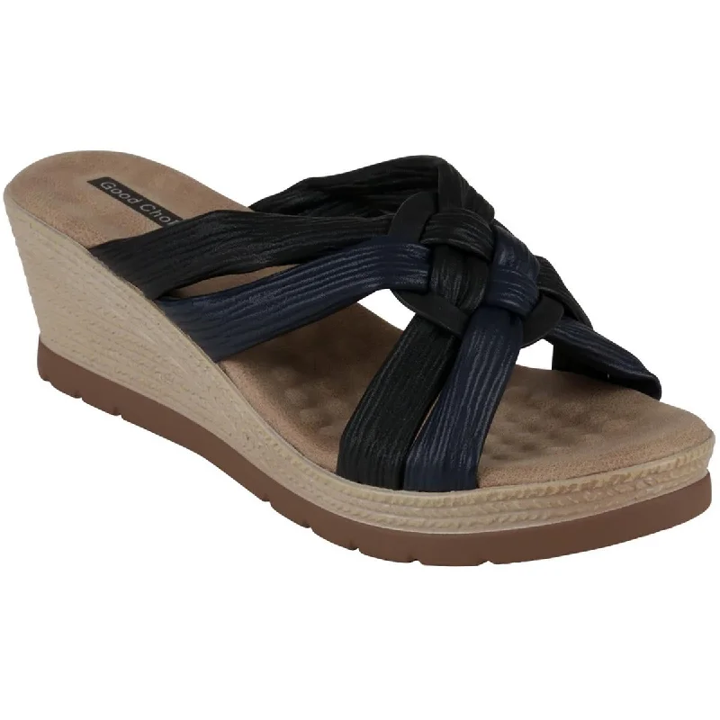 Good Choice Womens Slip On Open Toe Wedge Sandals Skateboarding Sneaker Style  