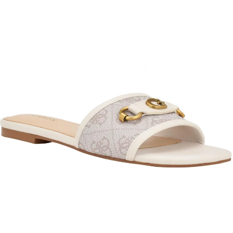 Guess Womens Faux Leather Slip On Slide Sandals Art Deco - Inspired Shoe Look  