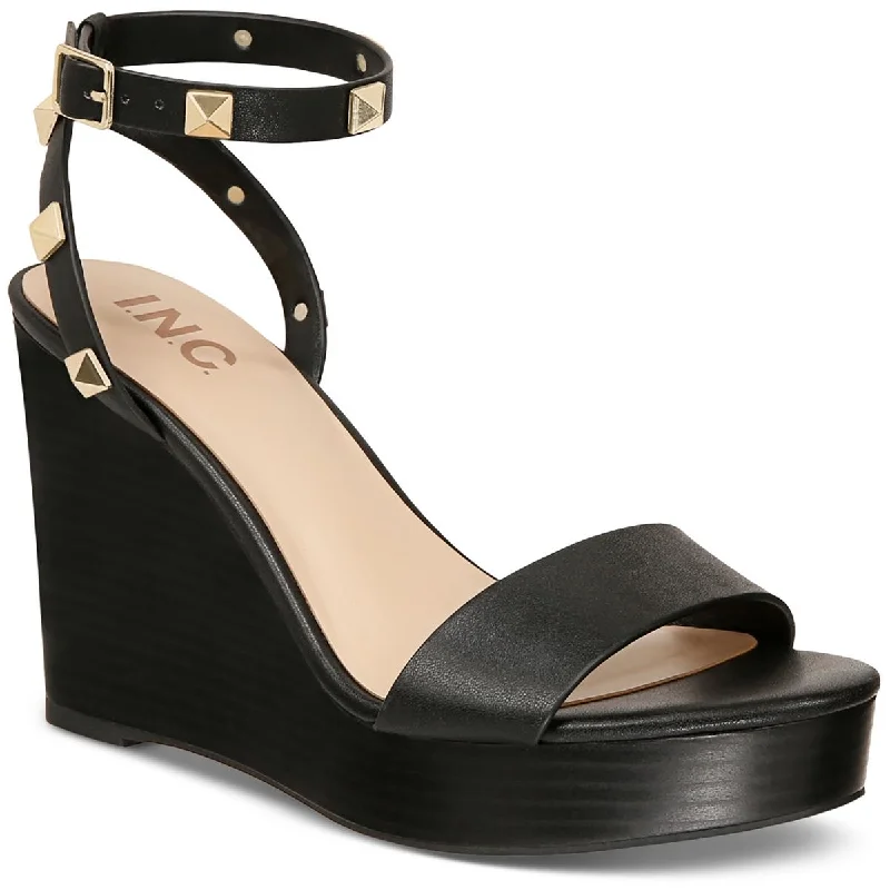 INC Womens Faux Leather Ankle Wedge Heels Artisan - Crafted Loafer Style  