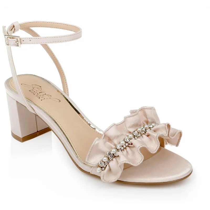 Jewel Badgley Mischka Womens Desirie Embellished Ankle Strap Block Heel Mod Oxford Design  