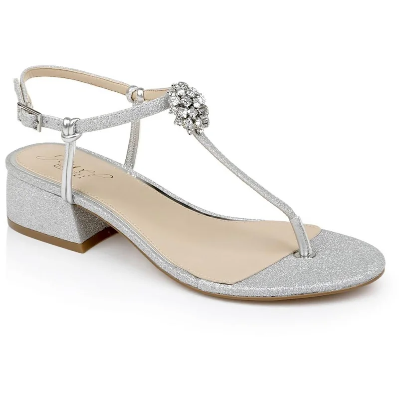 Jewel Badgley Mischka Womens Lizette Glitter Ankle Strap Heels Paisley Print Shoe Design  