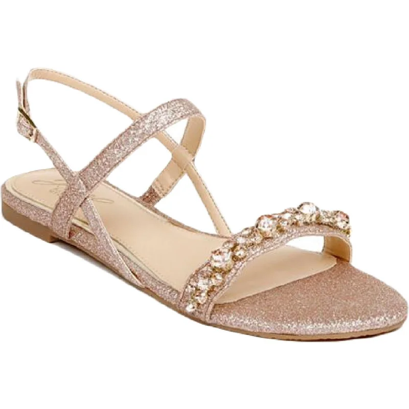 Jewel Badgley Mischka Womens OSMOND Glitter Embellish Ankle Strap Athleisure Derby Style  