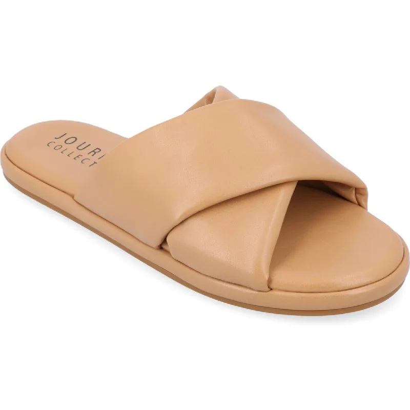 Journee Collection Womens ADDILYNN Round toe Slip on Flatform Sandals Retro Basketball Sneaker Design  