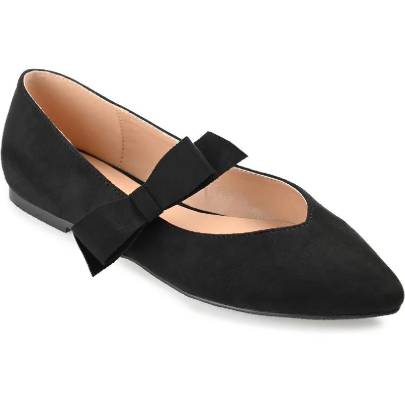 Journee Collection Womens Aizlynn Faux Suede Bow Mary Janes Business Monk Strap Style  